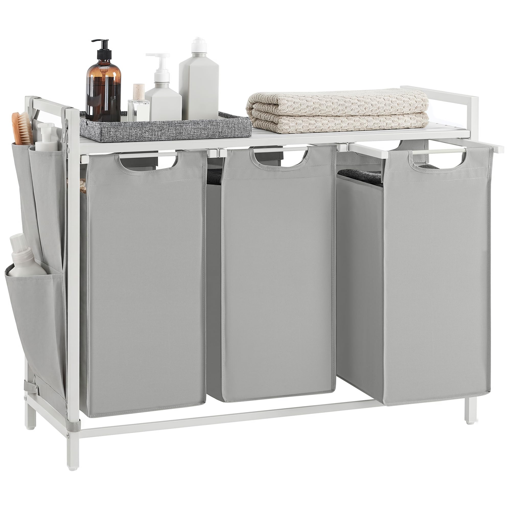 Amazon.com: VASAGLE Laundry Hamper with Shelf, 3 Pull-Out Bags, 3